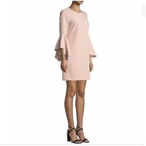 Milly Rachel Italian Cady Bell-Sleeve Shift Dress Blush Pink Size 8‎